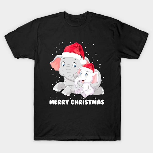 Merry Christmas Elephant T-Shirt by Risset